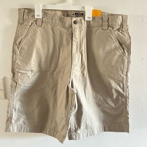 NWT Carhartt Rugged Flex Relaxed 10" Rigby Dungaree Shorts for Men - Tan - 38
